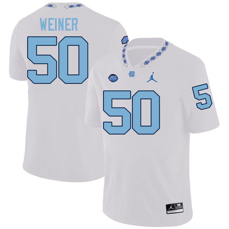 #50 Art Weiner North Carolina Tar Heels Jerseys,Apparels,Uniforms Stitched-White